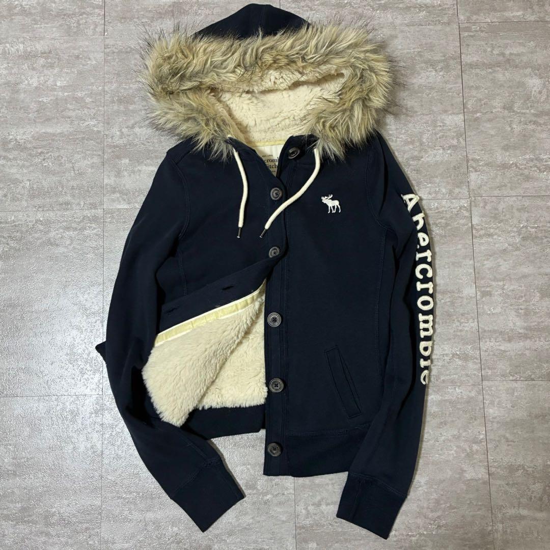 00s y2k 短丈　アバクロ　ファー付き　パーカー　　フーディ　ボア