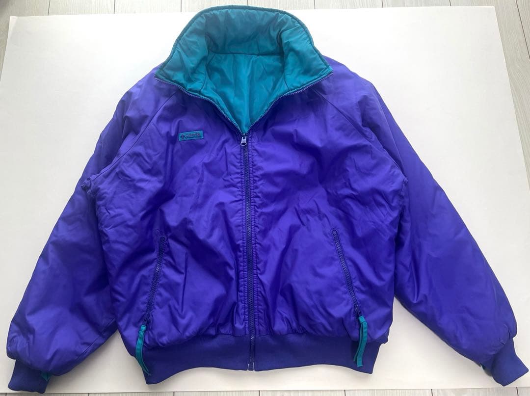 90s Columbia ナイロンジャケット ターコイズ/パープル　XLサイズ