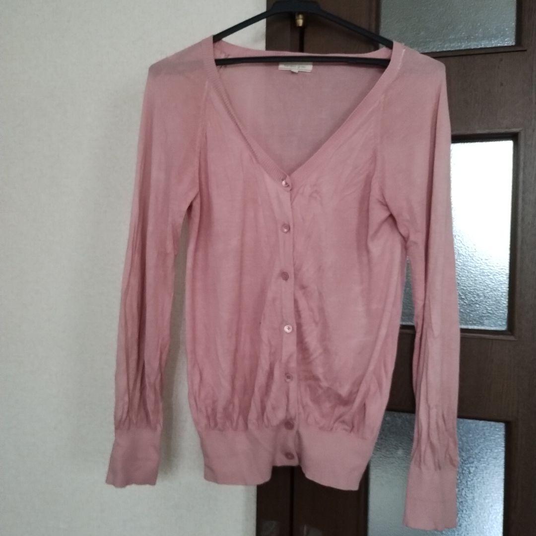 bamboo grass ピンク Vネック カーディガン M