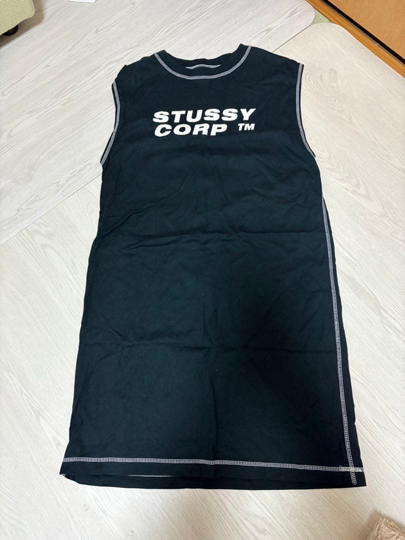 Stussy ブラック タンクトップ ワンピース