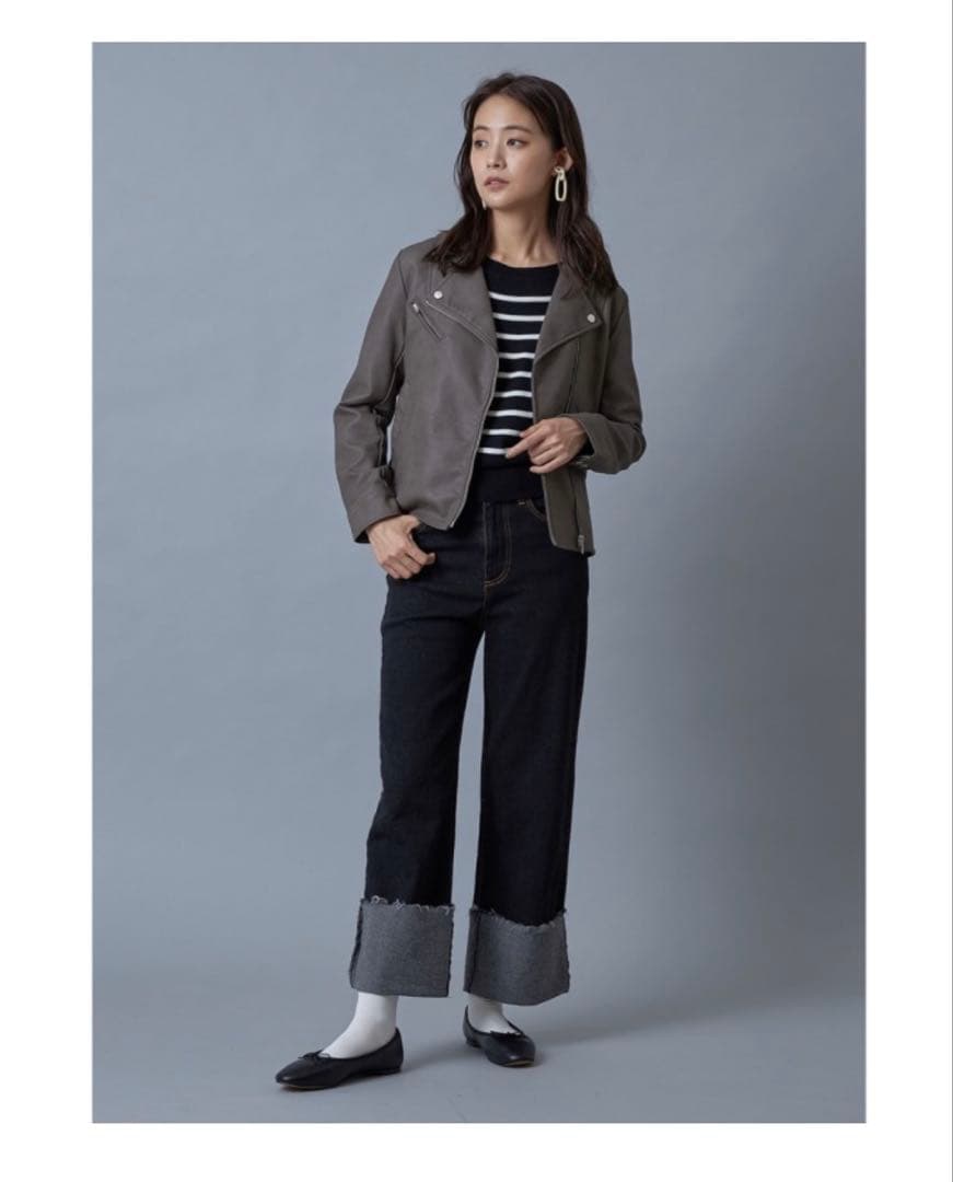 &. NOSTALGIA アッシュグレー 合成皮革ジャケット Mサイズ