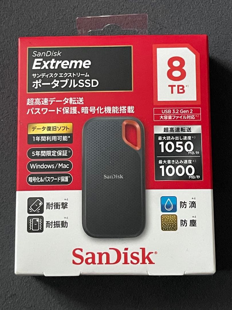 【新品】サンディスク 外付けSSD 8TB SDSSDE61-8T00-J25