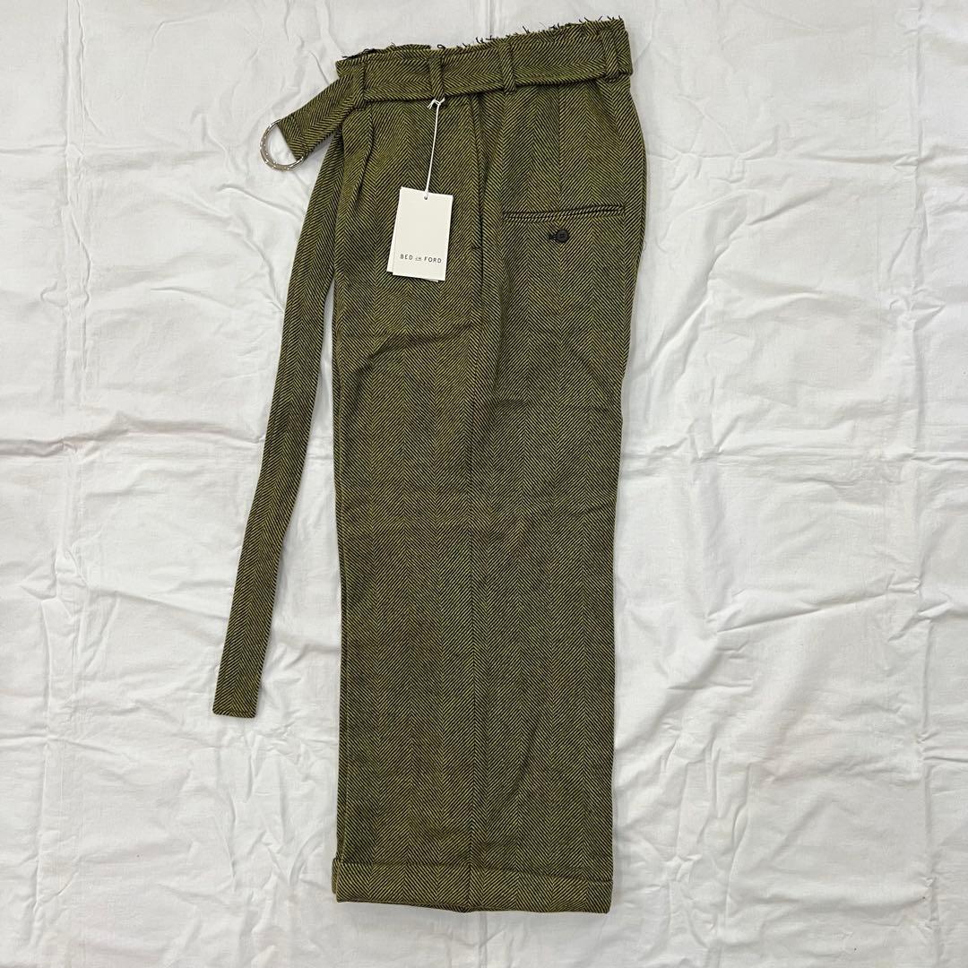 新品 BEDj.w.FORD ヘリンボーンウールワイドパンツ ベッドフォード