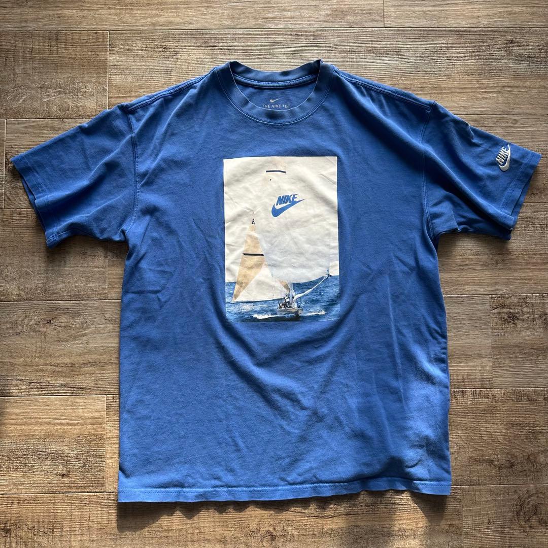 NIKE グラフィックT 海 ヨット ブルー 刺繍ロゴ