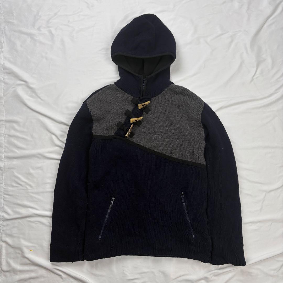 00s EMPORIO ARMANI knit hoodie navy