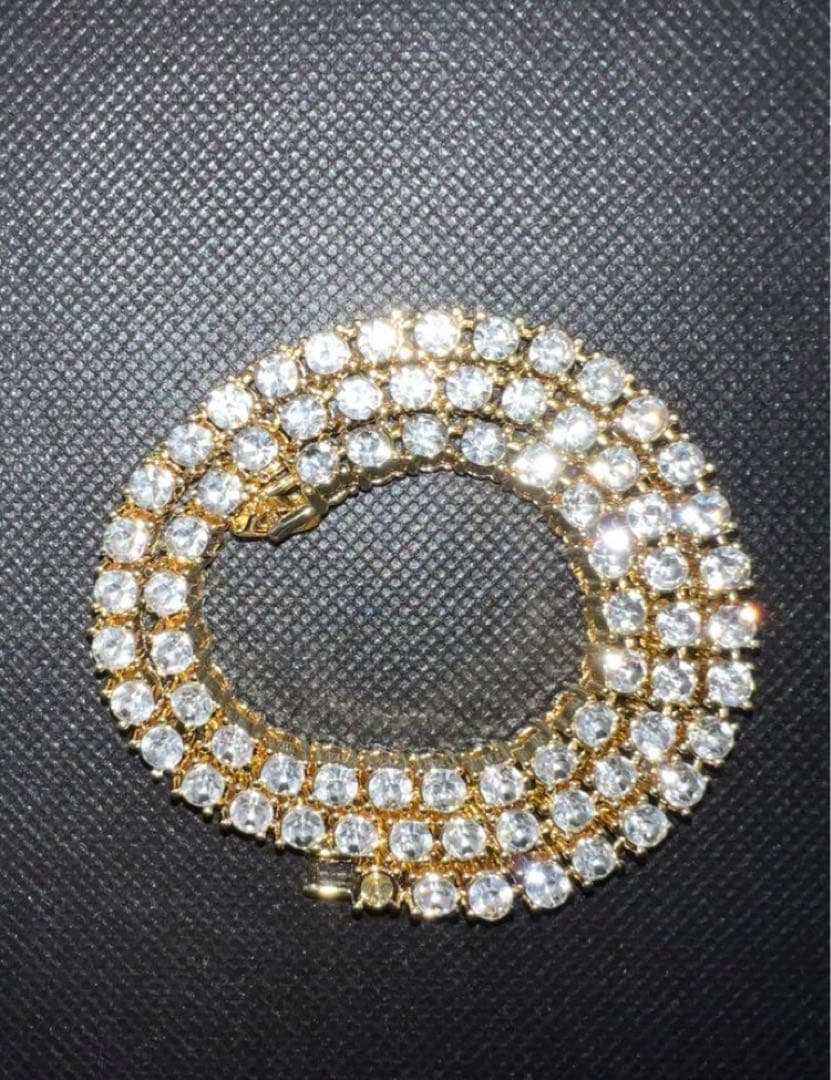 メンズテニスゴールドネックレスグリッターグローイングジュエリー