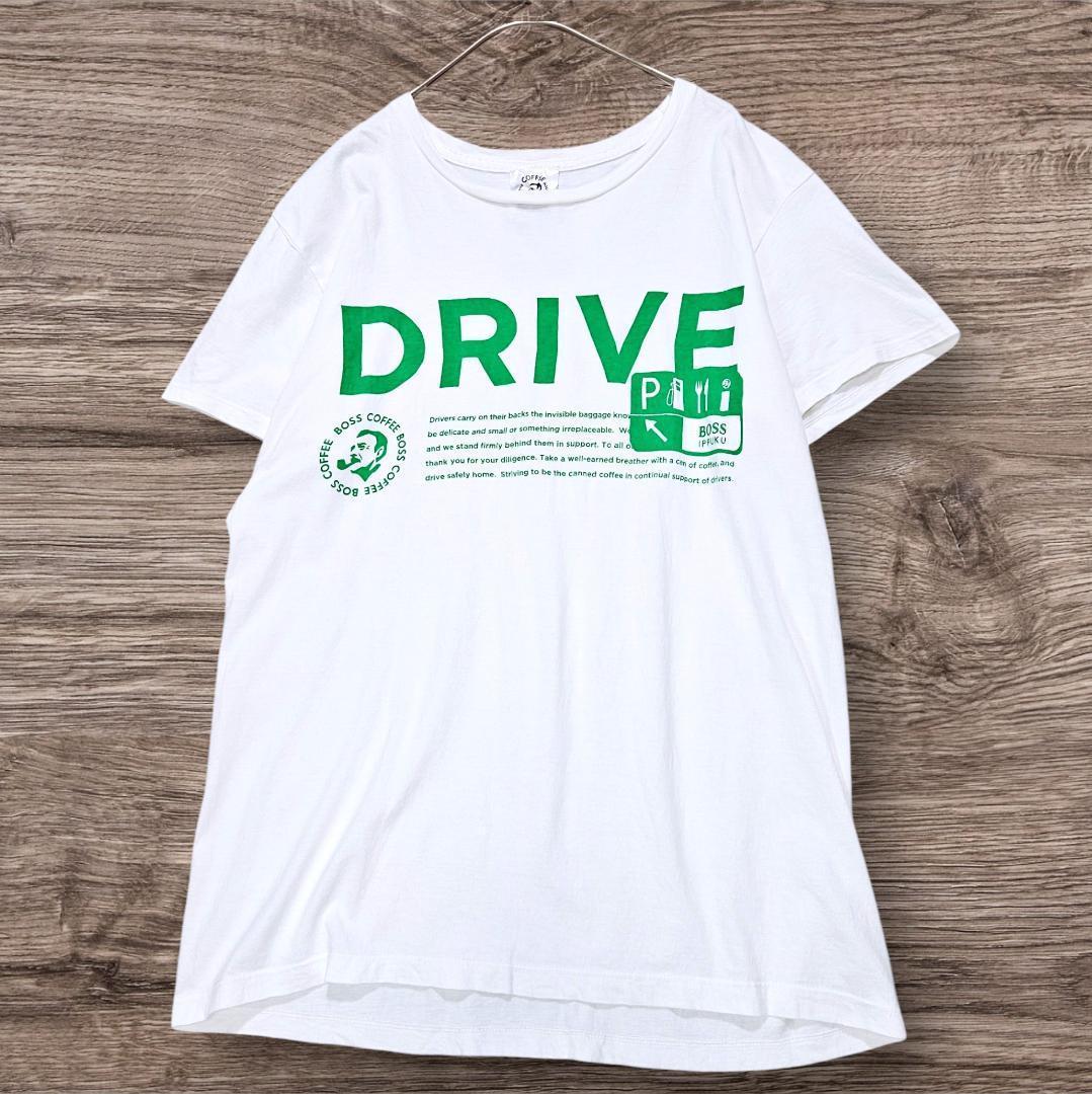 BOSS COFFEE DRIVE ロゴ 半袖Tシャツ 白 緑 綿100% L
