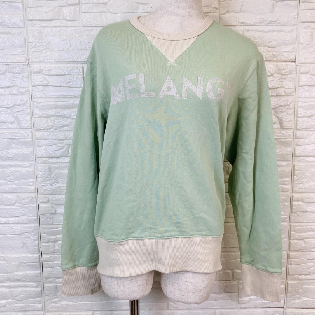 melange メランジェ ロゴ スウェット M ミントグリーン 長袖