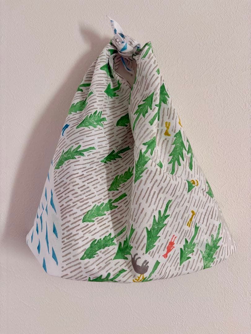 ミナペルホネン　one day White生地　あずま袋　エコバッグ　風呂敷