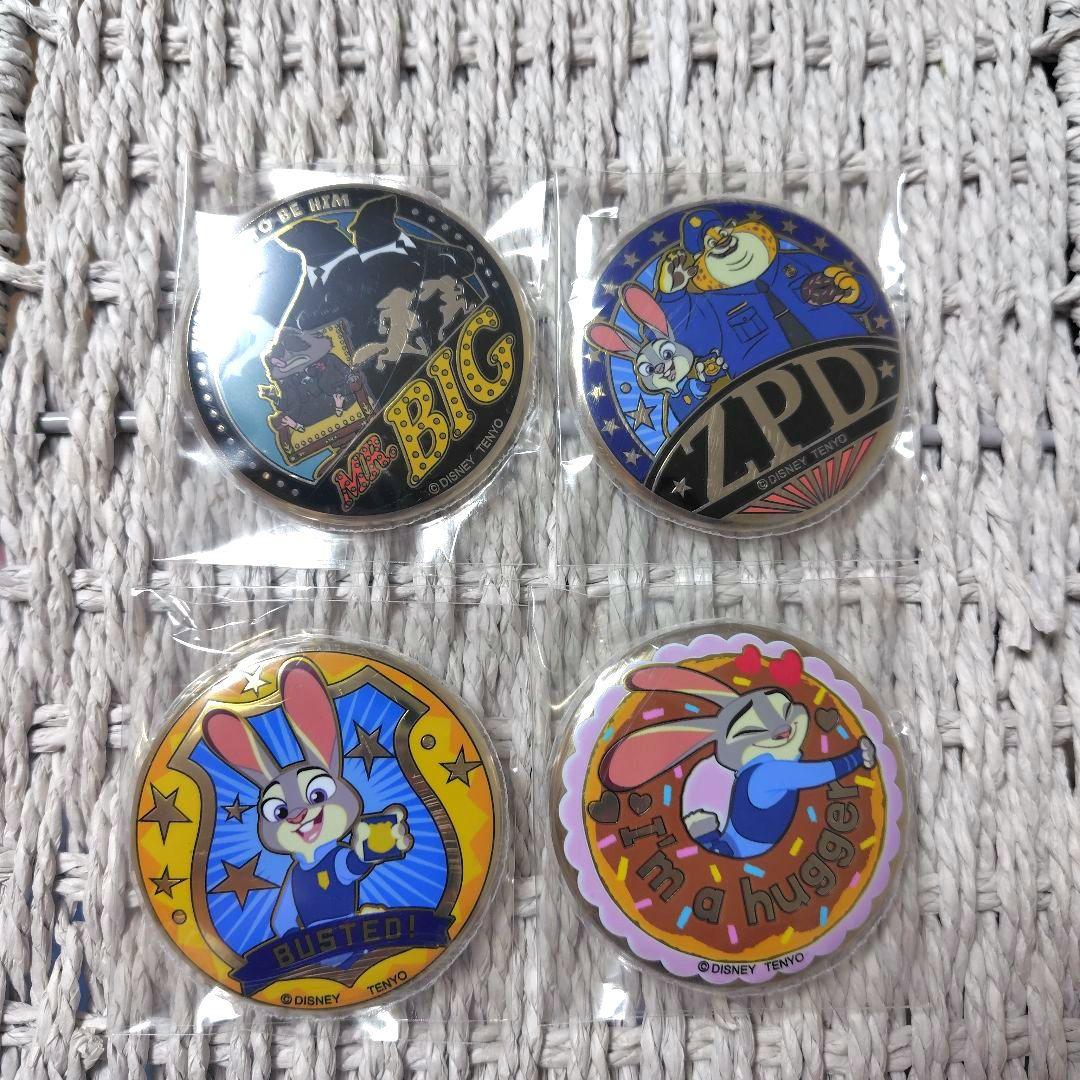 ズートピア 金バッジㅤ4点セットㅤジュディ クロウハウザー ミスター・ビッグ