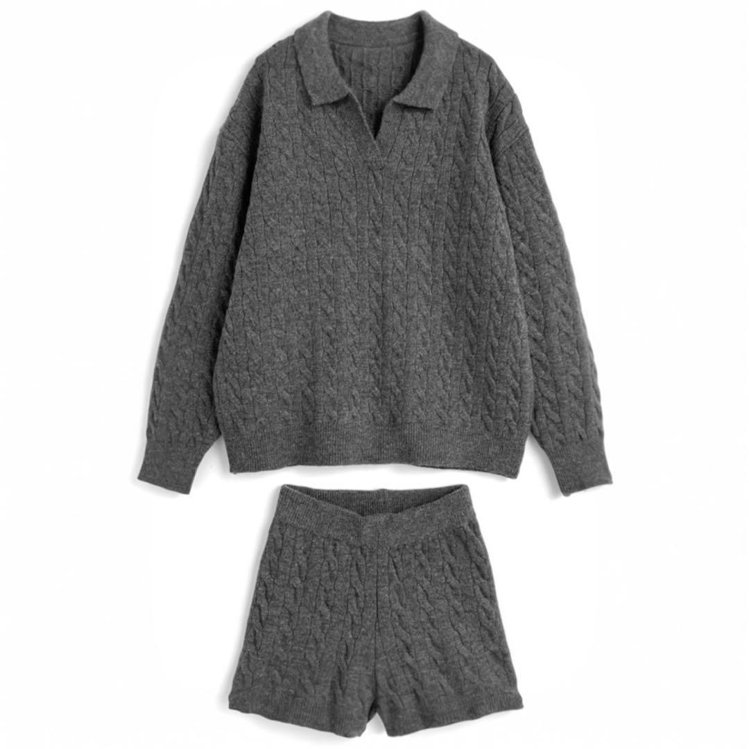 ニットセットアップ チャコールグレー
