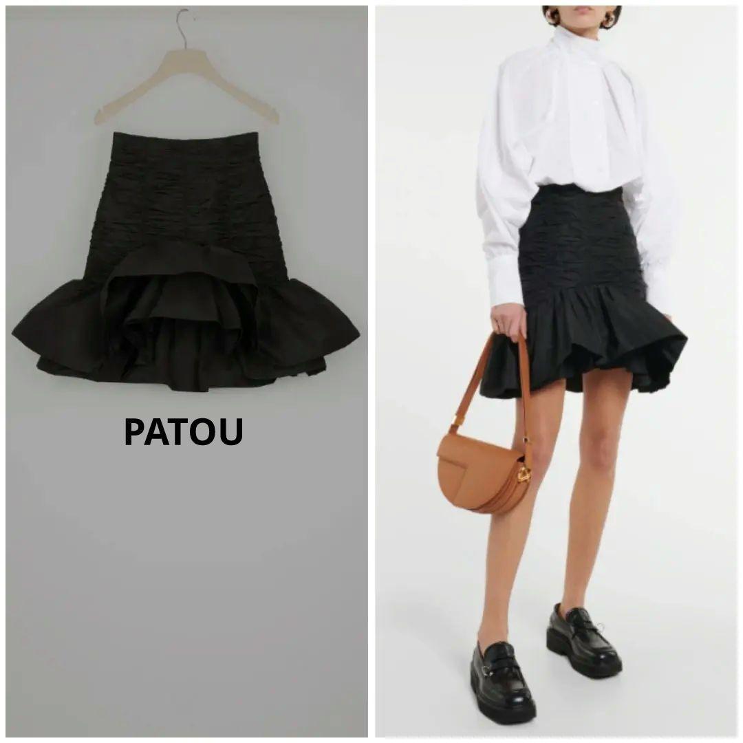 PATOUパトゥ☆シャーリングファイユミニスカート☆ブラック黒☆タグ付新品