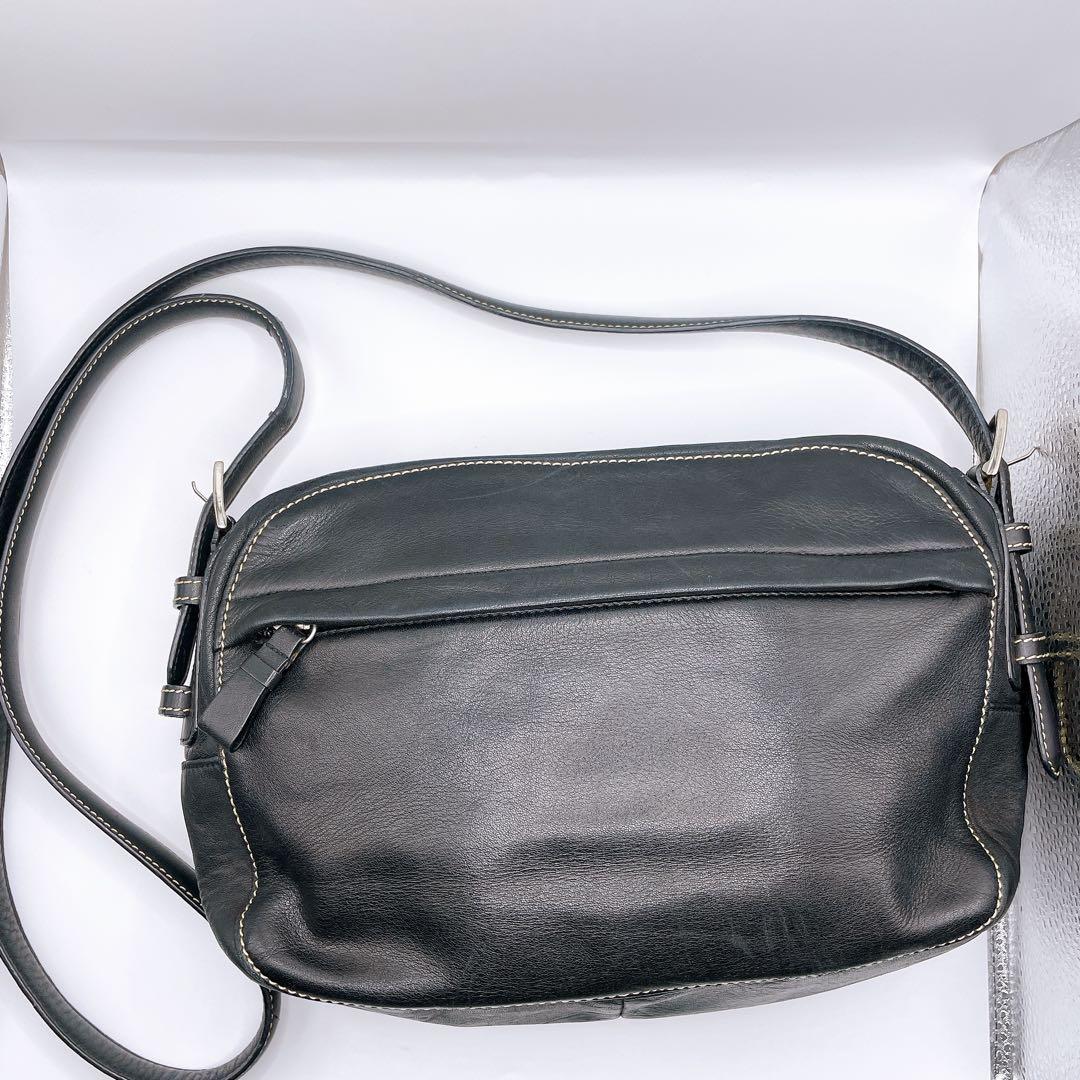 アニエスベー ボヤージュ レザー ショルダーバッグ ブラック 本革 斜め掛け