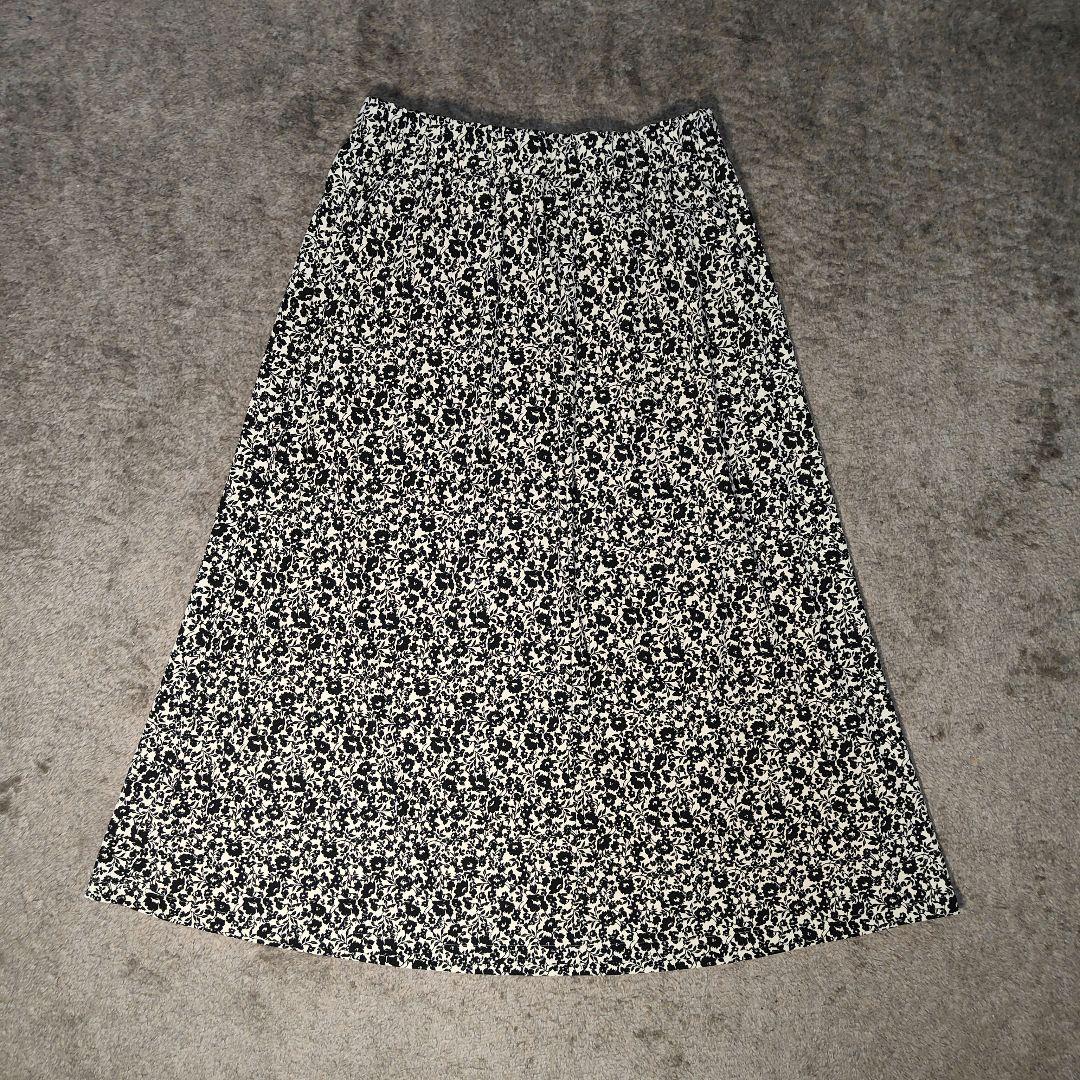 UNIQLO 花柄 フレアスカート ゴムウエスト XL マキシ丈 ノームコア