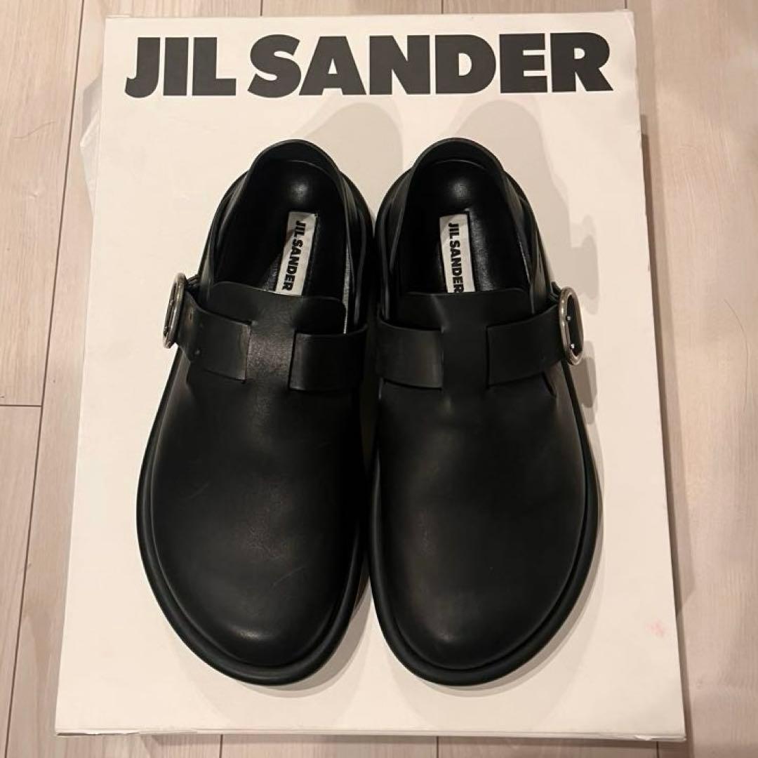 新品未使用JIL SANDER ジルサンダー ブラック レザー サボサンダル