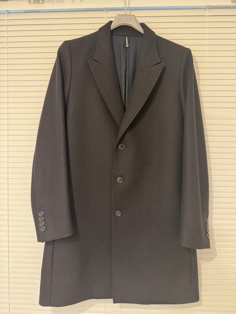 Dior Homme 3Bチェスターコート ピークドラペル 黒 48