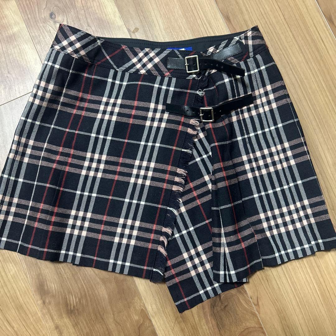 BURBERRY 巻きスカート チェック 赤黒