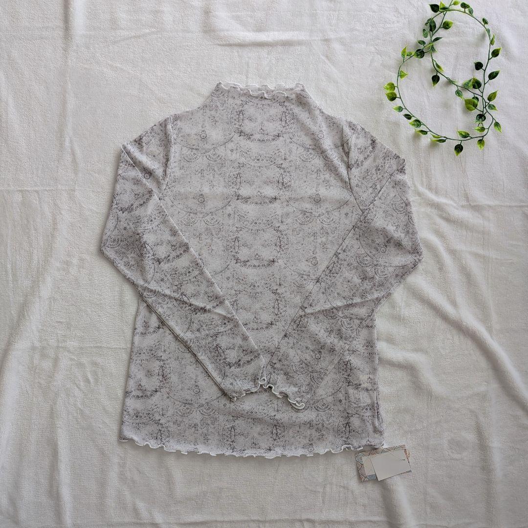 新品✨PORTE ポルト シアー素材 長袖トップス フリル襟 グレー系