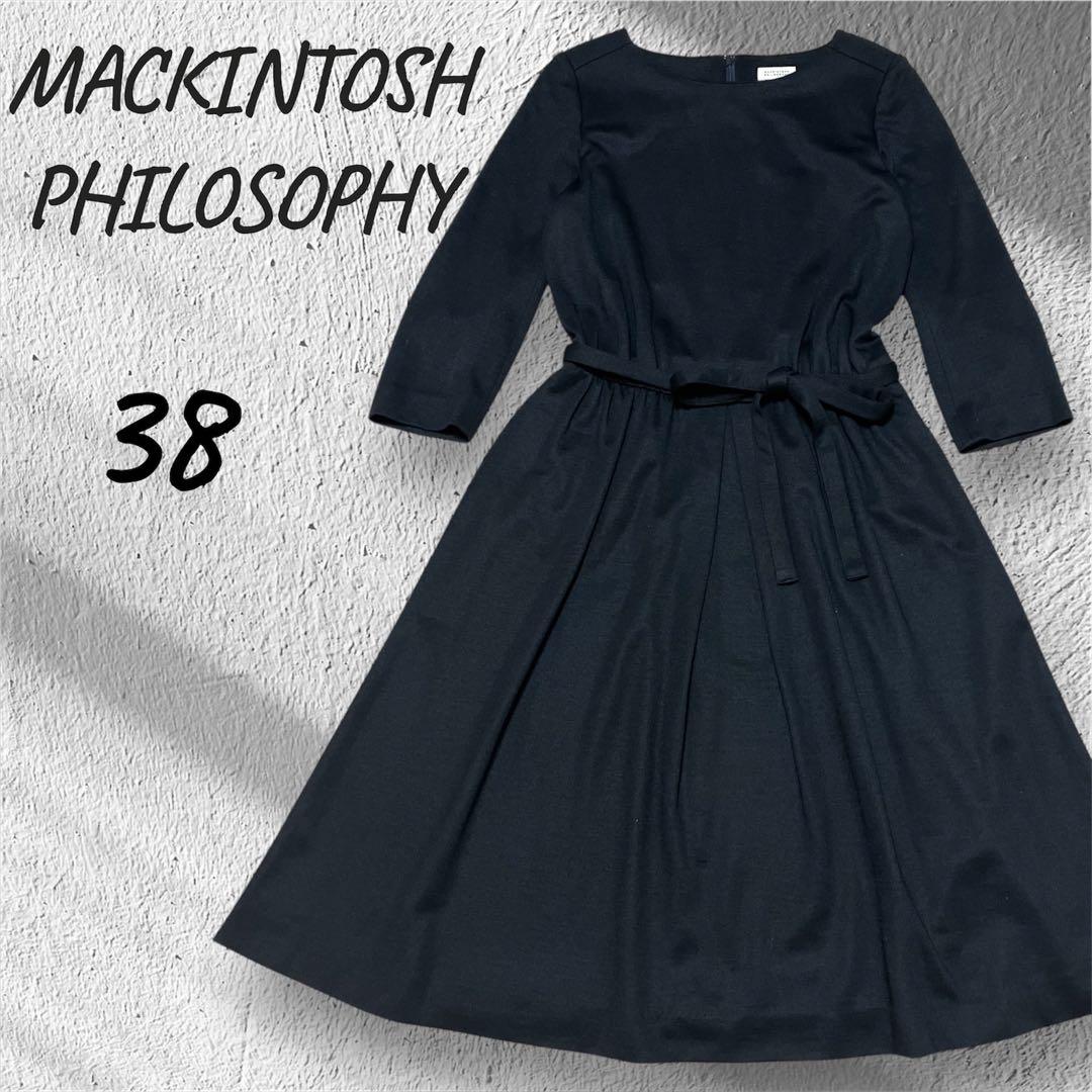 マッキントッシュフィロソフィー　ワンピース 38 ブラック　ウール混　セレモニー