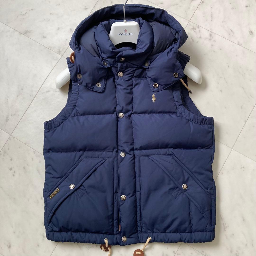 美品 Polo Ralph Lauren ダウンベスト 刺繍ポニー ネイビー M