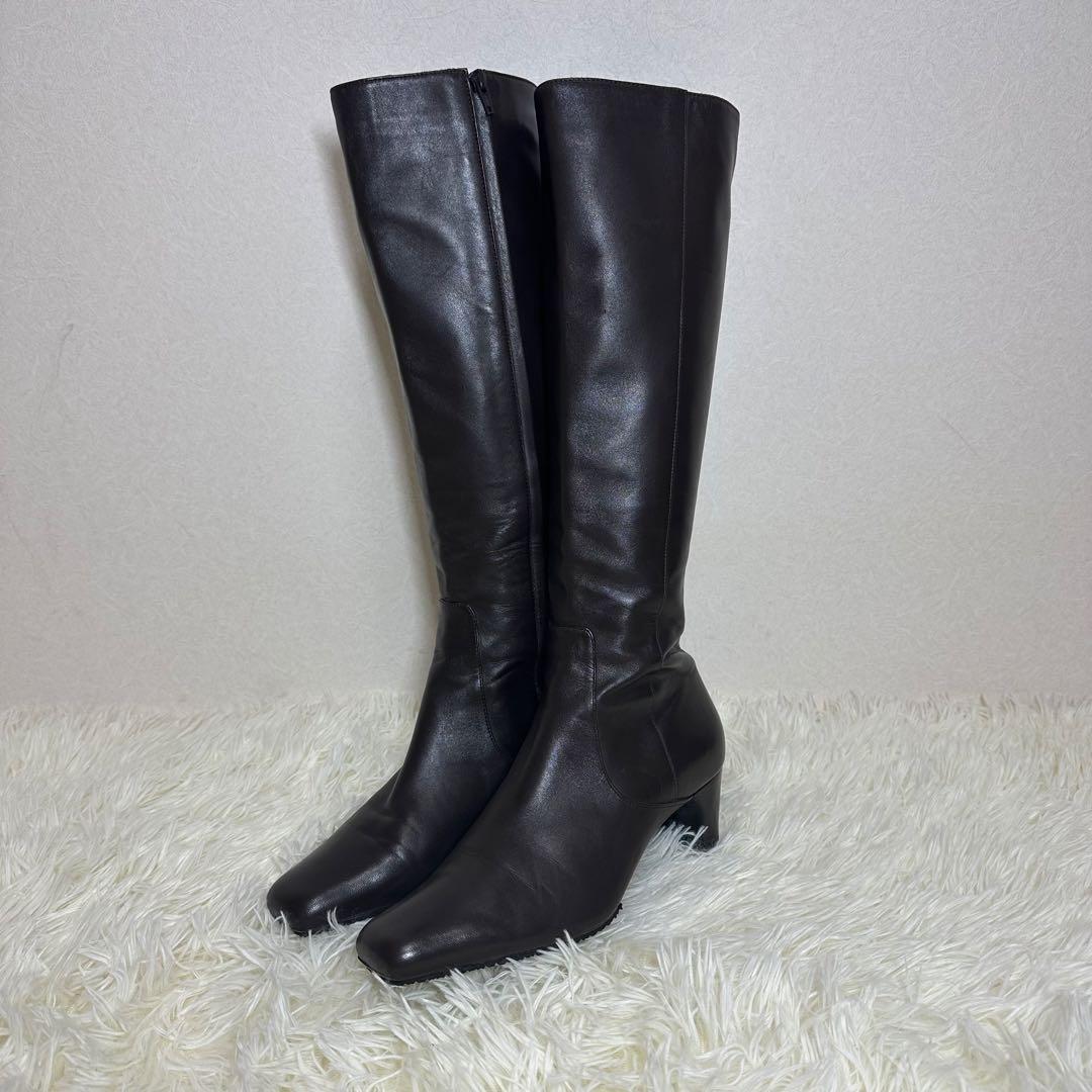 コールハーン レザー ロングブーツ レディース ジョッキーブーツ サイドジップ