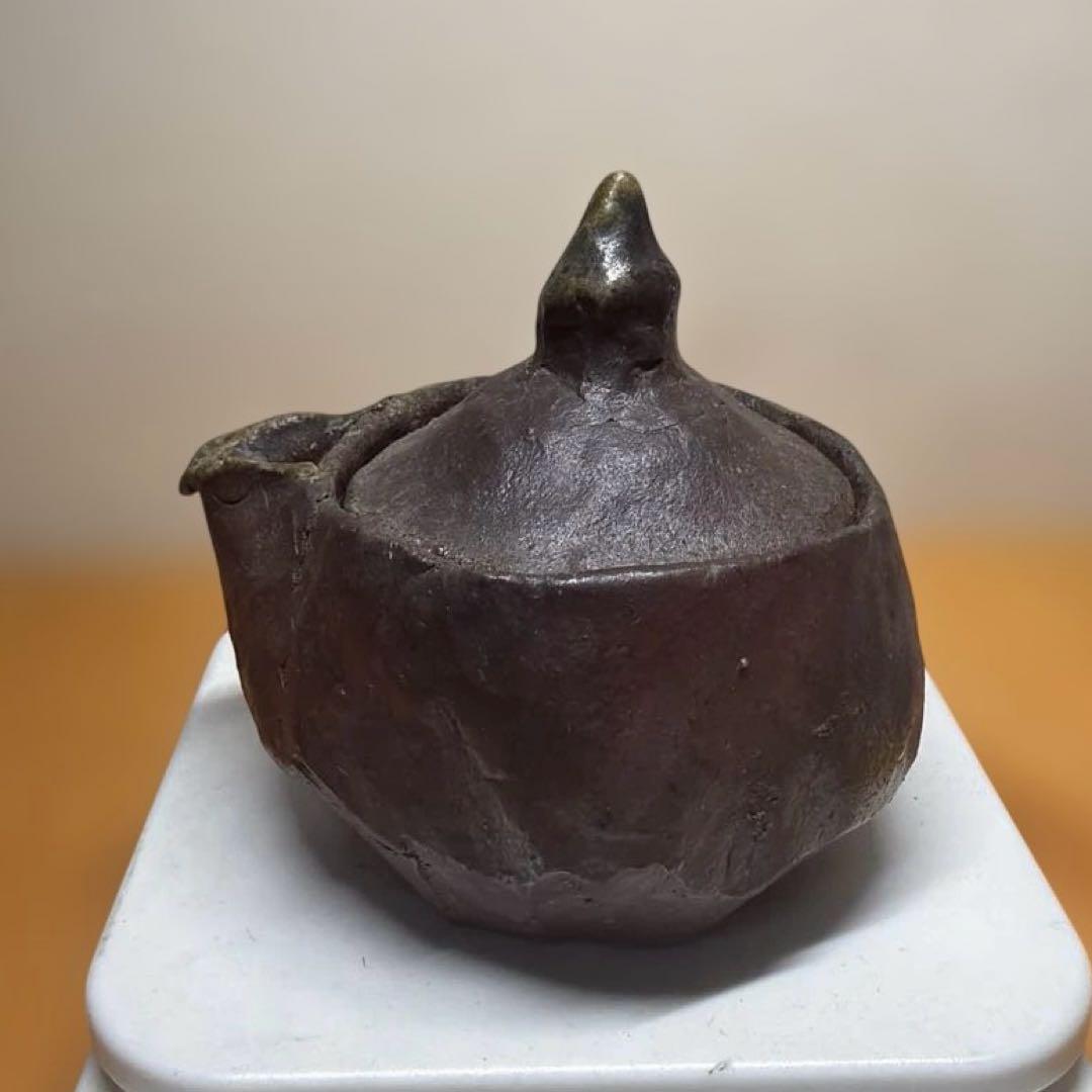 美品 手作り 備前面取(窯変）急須 小 宝瓶