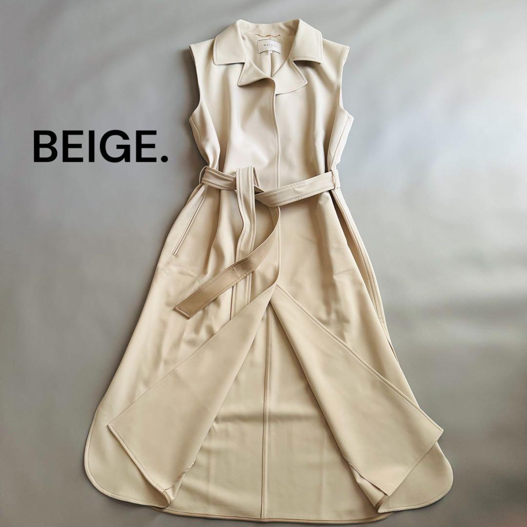 BEIGE, ベイジ　VILLAZ ロングジレ ステンカラー ベルト付き コート