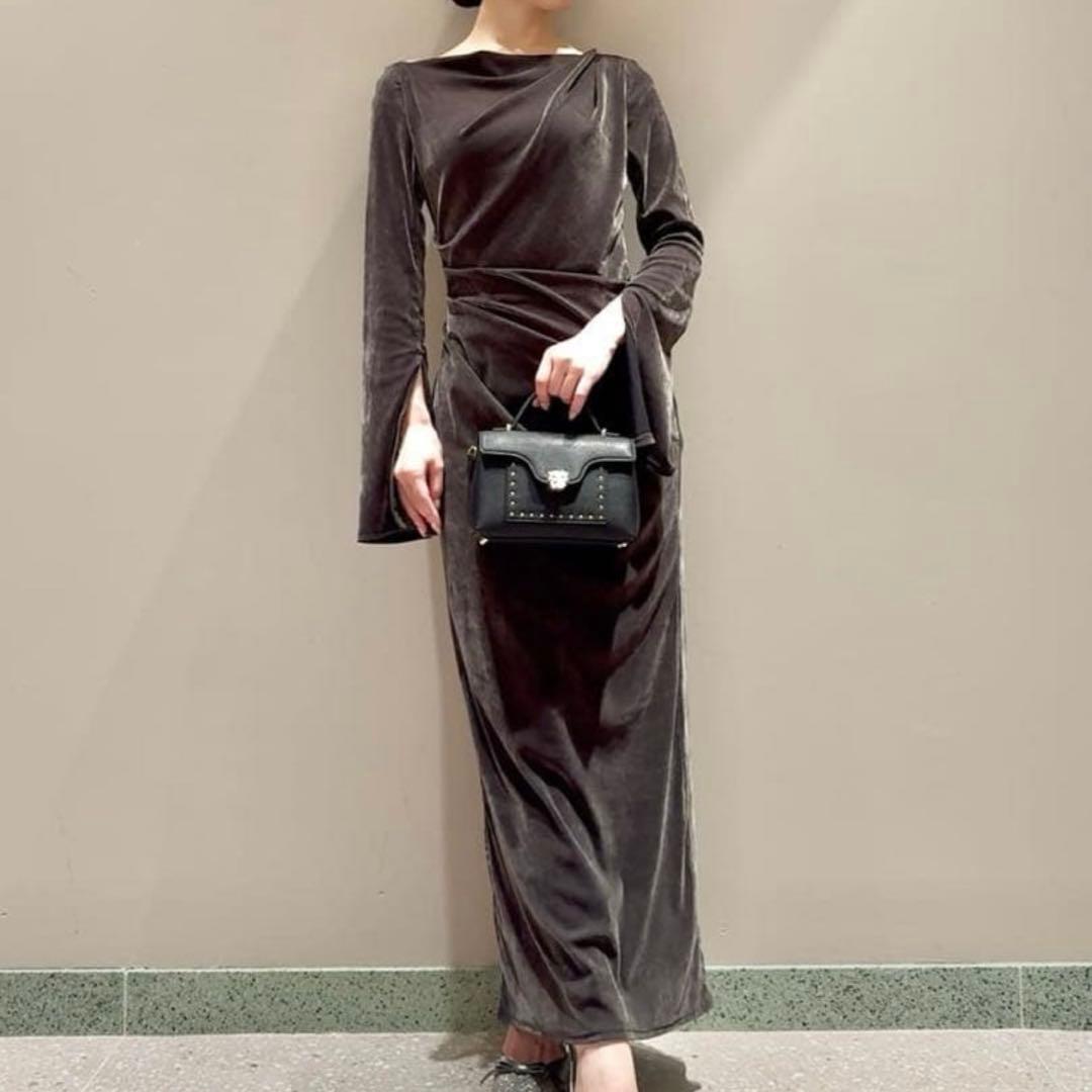 snidel フロッキーベロアドレープドレス　オケージョン　結婚式　同窓会