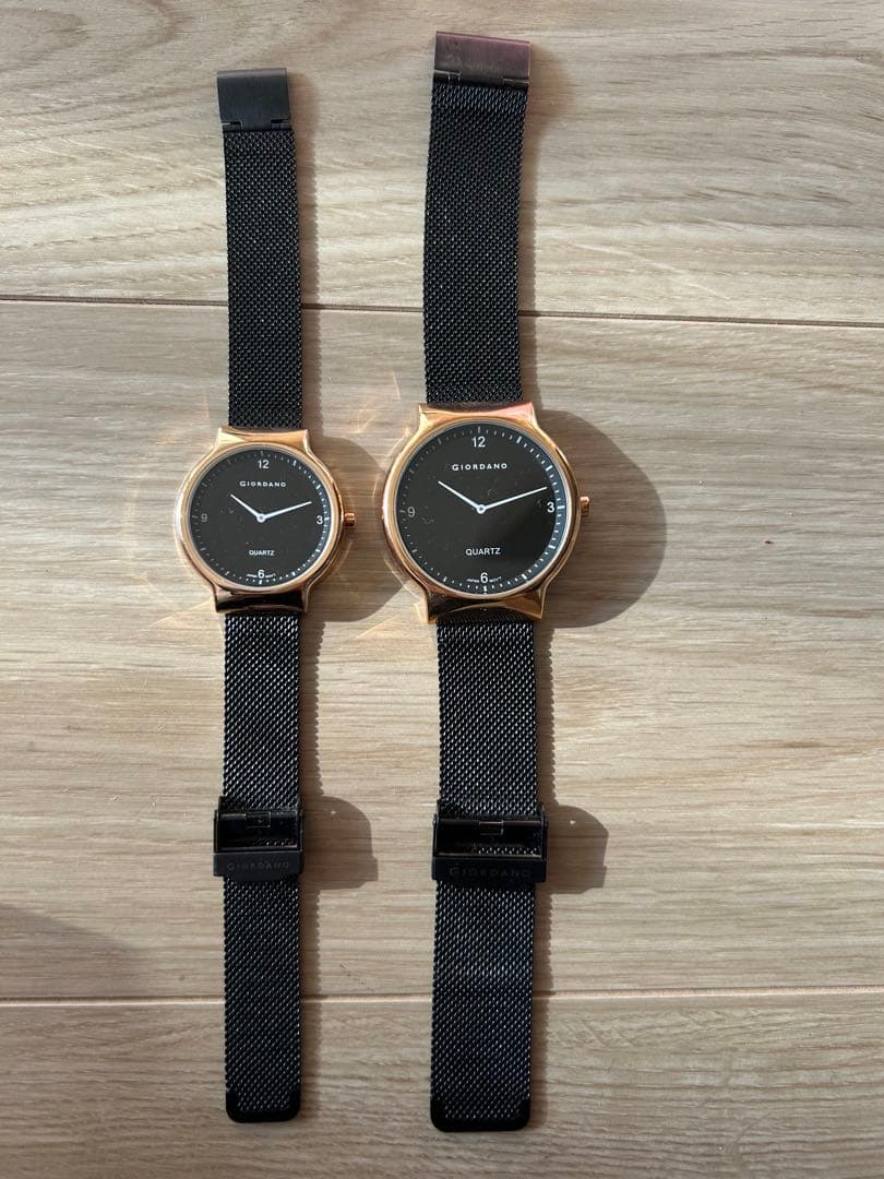 手巻き時計 2個セット (カップル)セット黒文字盤 金色ケース