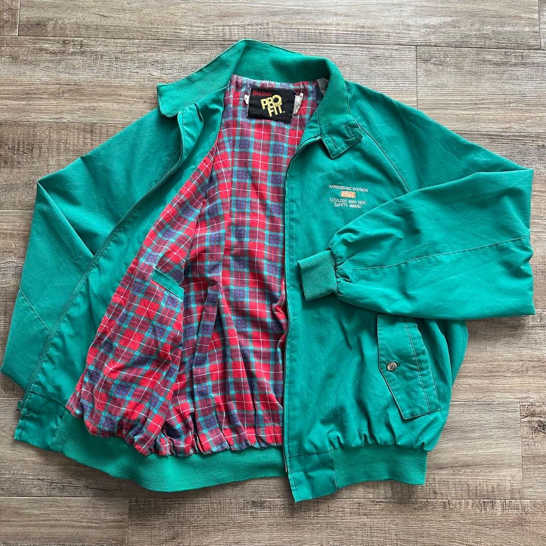 80s USA製 XL kinglouieスイングトップタータンチェック企業ロゴ