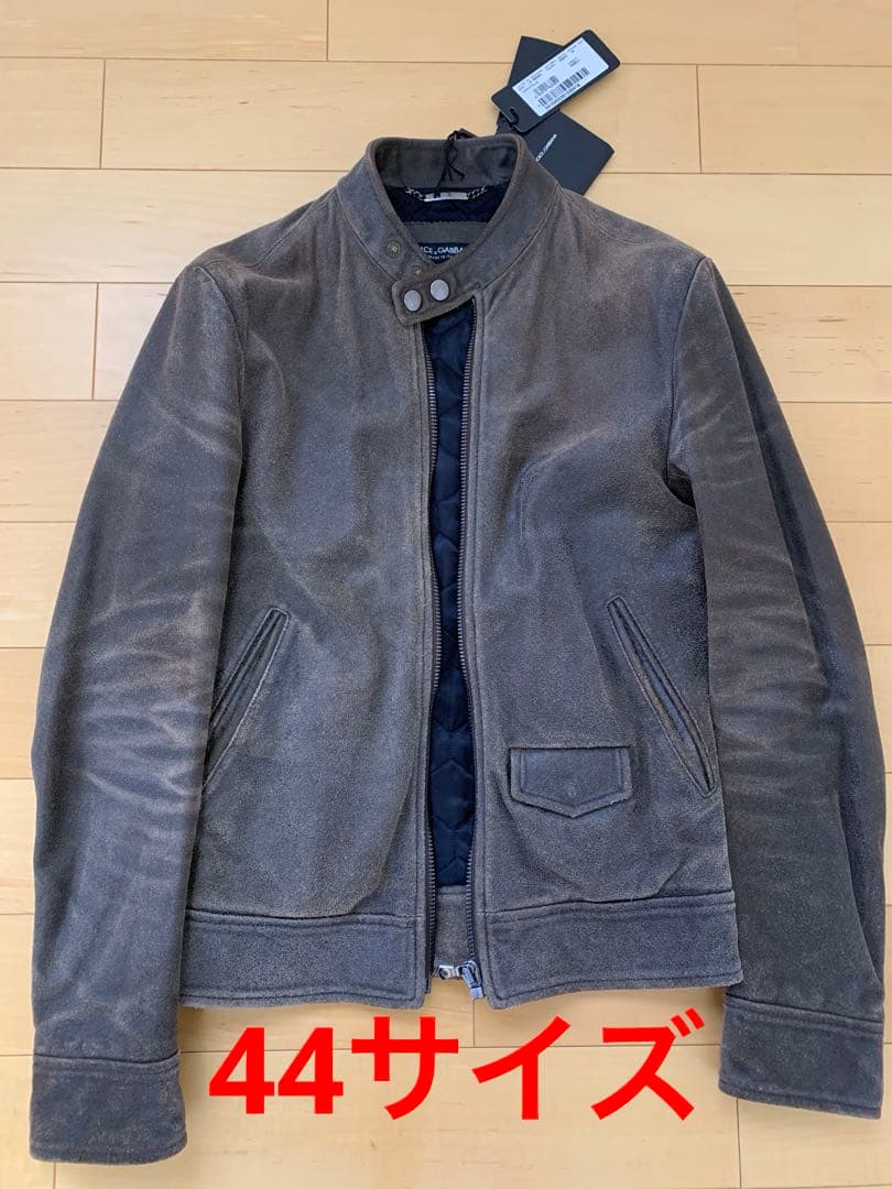 【DOLCE&GABBANA】レザーライダースジャケット スタンドカラー
