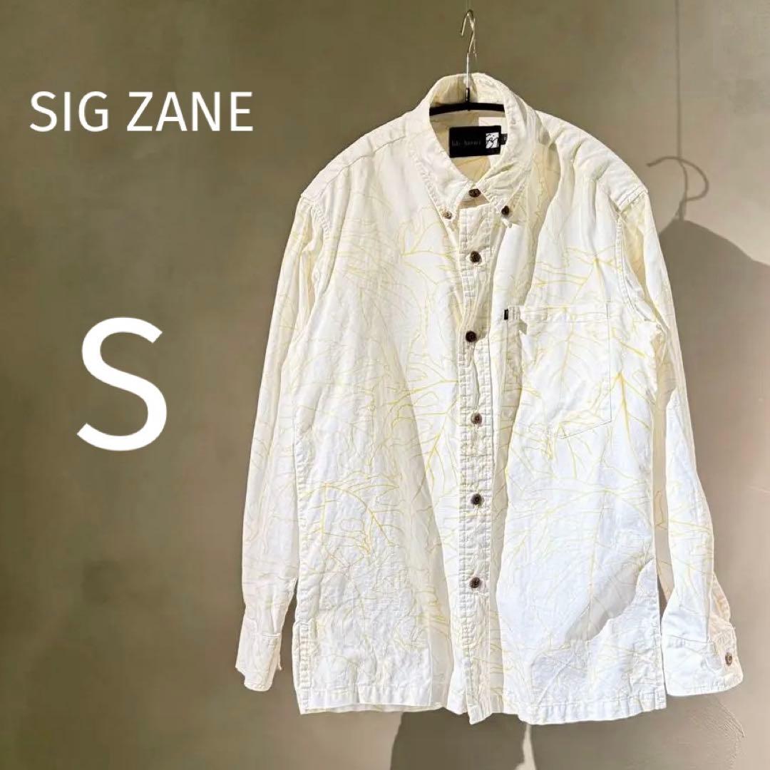 M*O様 SIG ZANE シグゼーン リーフ柄 長袖シャツ S