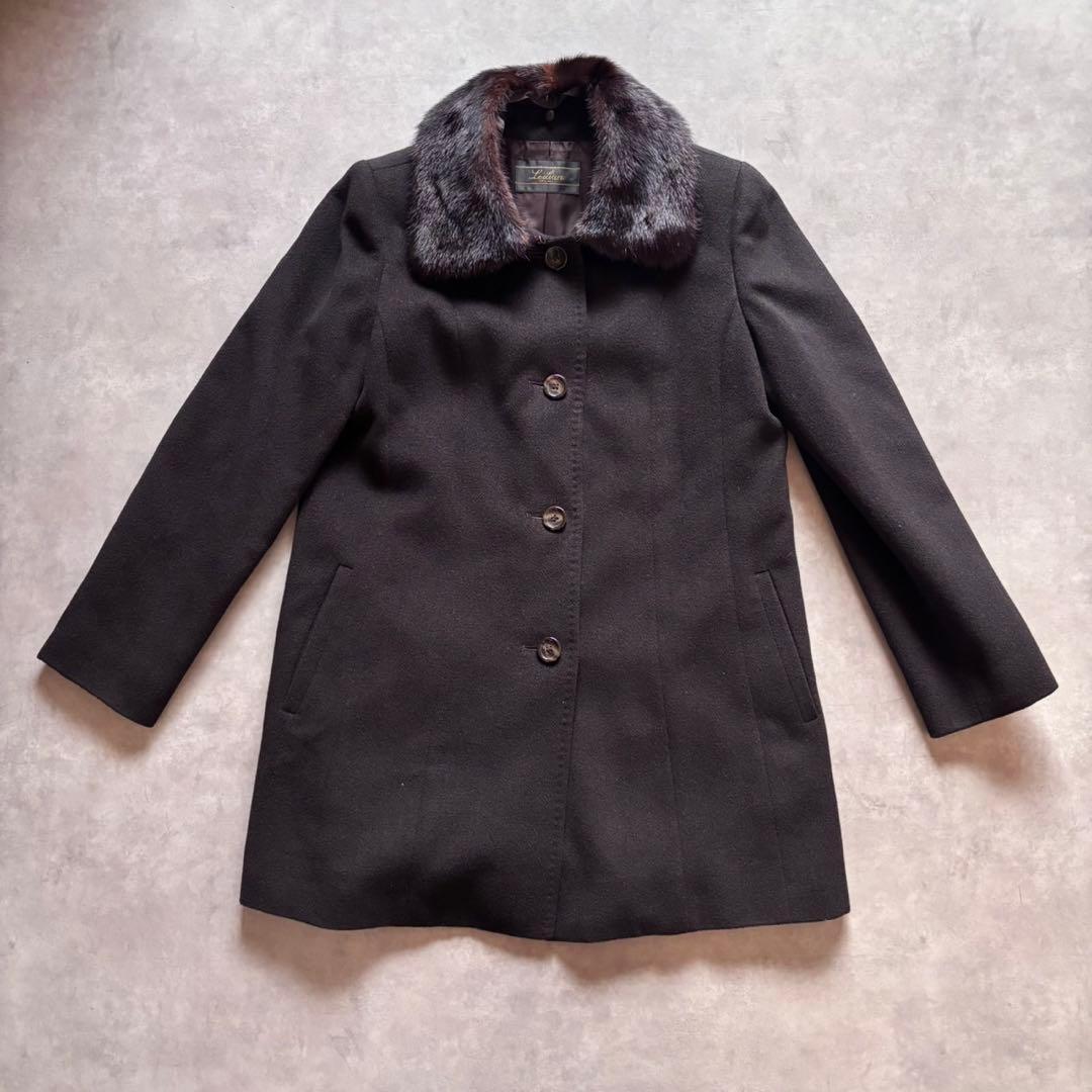 【希少】レリアン カシミヤ ミンクファー ショートコート ツイード AO98