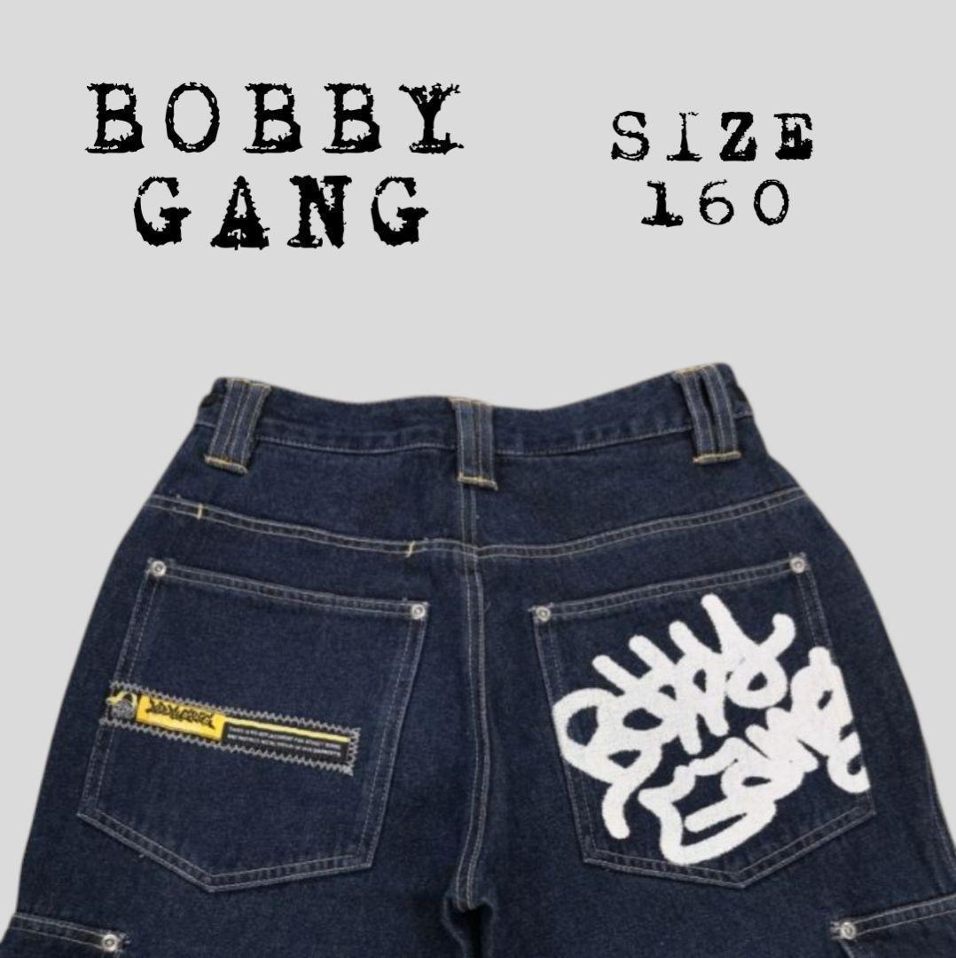 良品　BOBBY　GANG　刺繍ロゴ　カーゴパンツ　デニム　ダークインディゴ　S