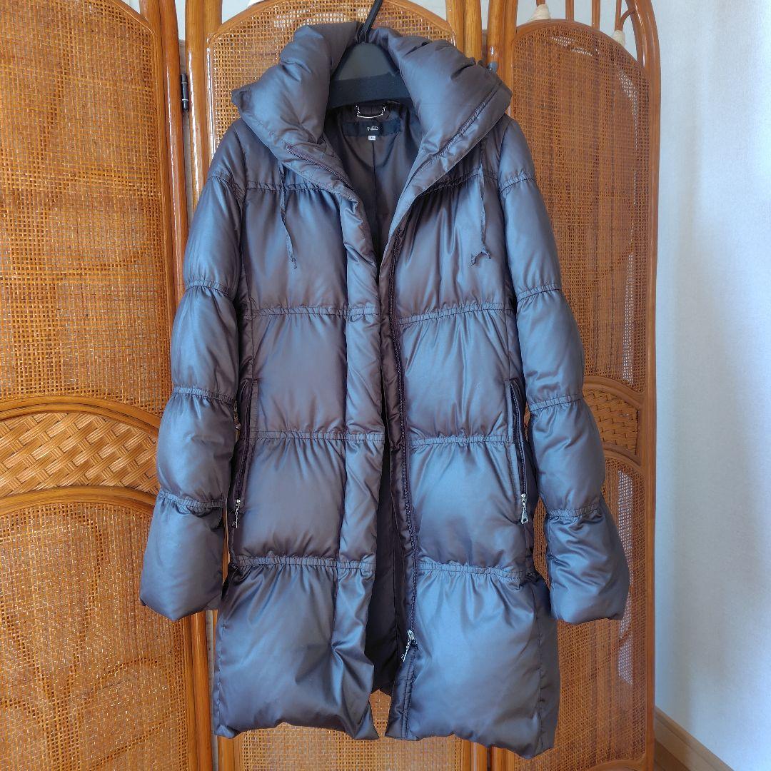 【INED】ロング丈 ダウンジャケット フード付き ダウン90%フェザー10%