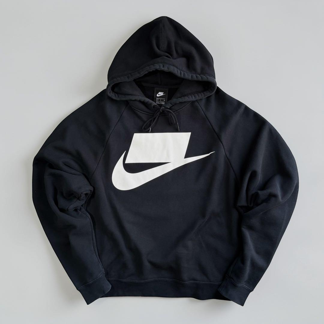 NIKE ビッグスウッシュ パーカー 黒 M相当 ラグラン オーバーサイズ