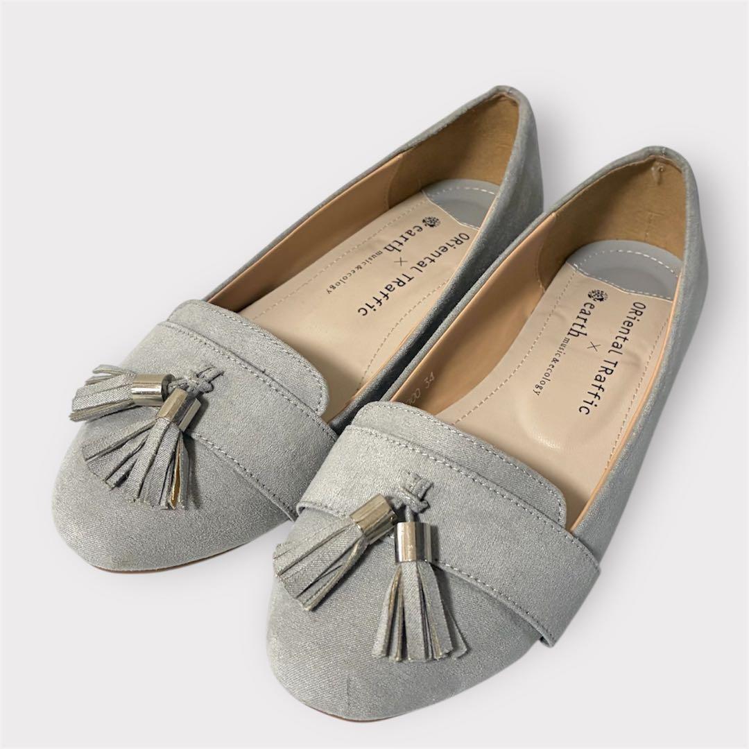 オリエンタルトラフィック タッセル付き フラットシューズ グレー 34 22cm