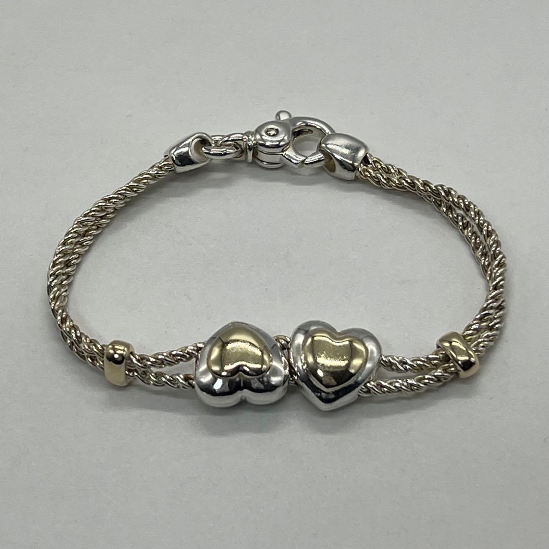 ティファニー TIFFANY ダブルロープ ダブルハート ブレスレット コンビ
