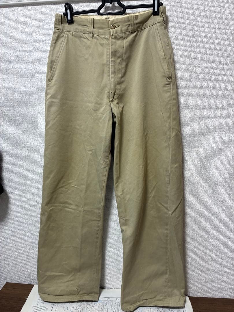 【実物】60s USARMY チノトラウザーパンツ 尿素ボタン　コインポケット