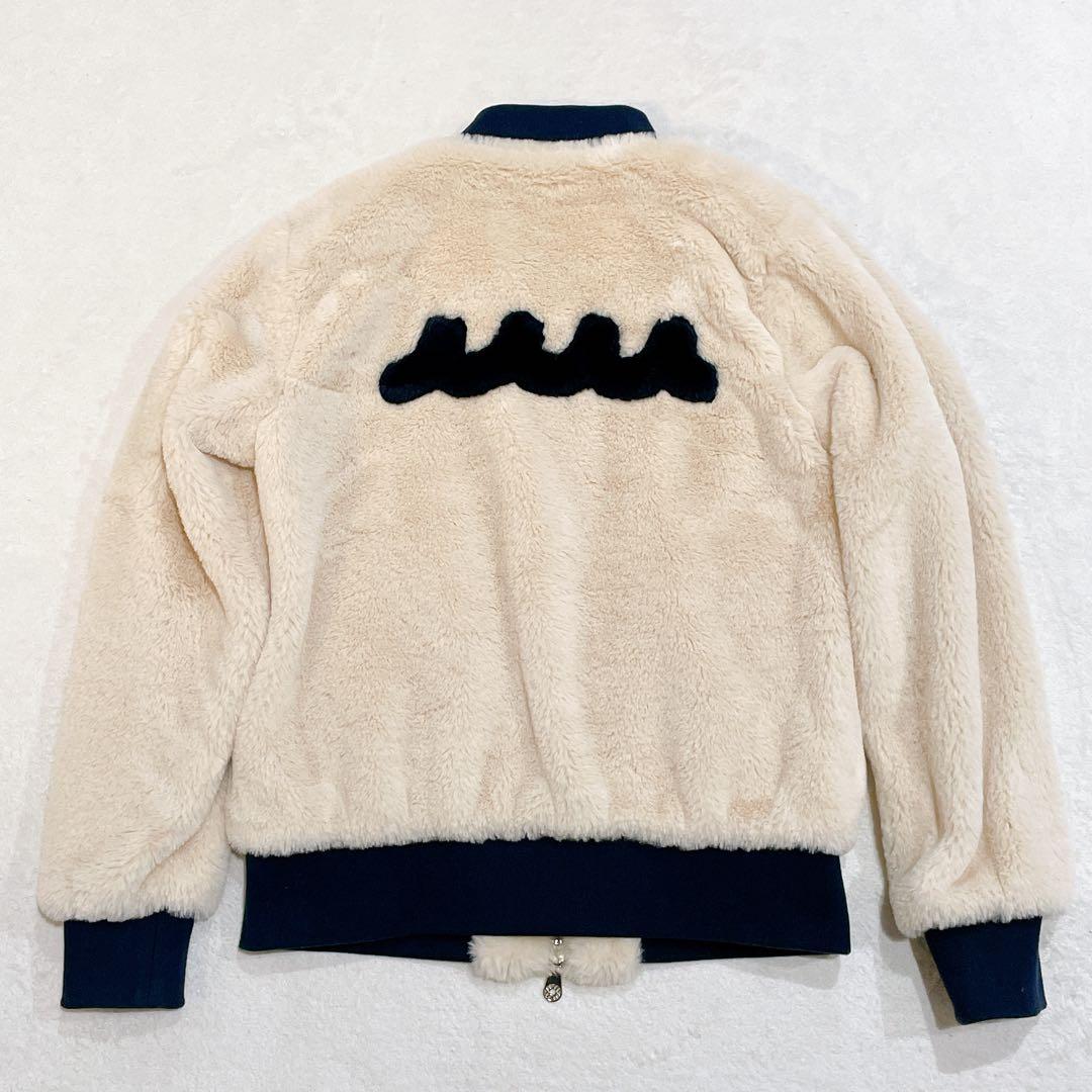 ムータマリン　フェイクファーブルゾン　リブ袖　特殊ファスナー　裏地総柄　Mサイズ