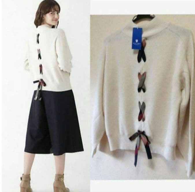 新品未使用タグ付　クレストブリッジソフトウールバックレースプルオーバーニット