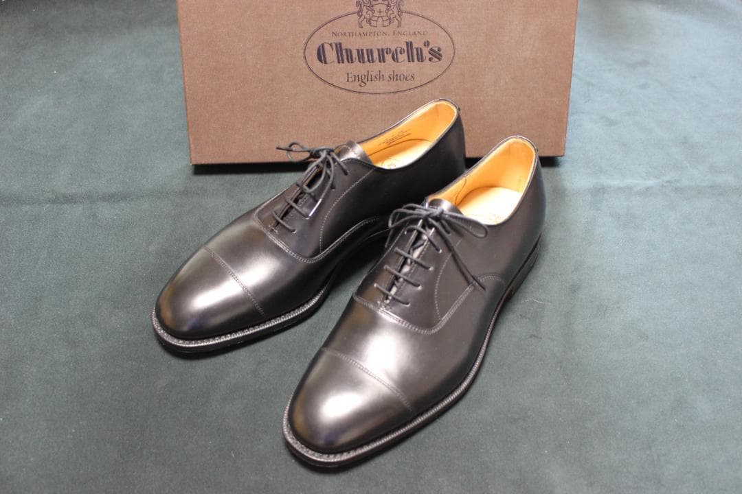 【新品】Church’s 73ラスト ストレートチップ 黒カーフ 革底 7.5F