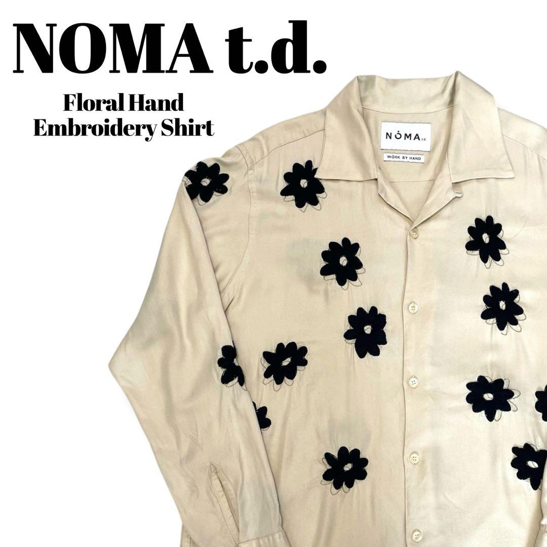 NOMA t.d. | 刺繍オープンカラーシャツ 花柄　ベージュ　長袖シャツ