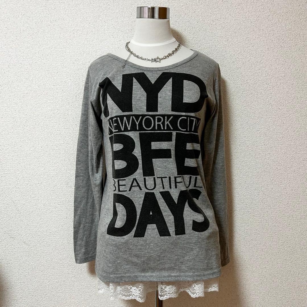 【y2k】00s グレー ロンT 平成ギャル マクブリング フェアリーグランジ