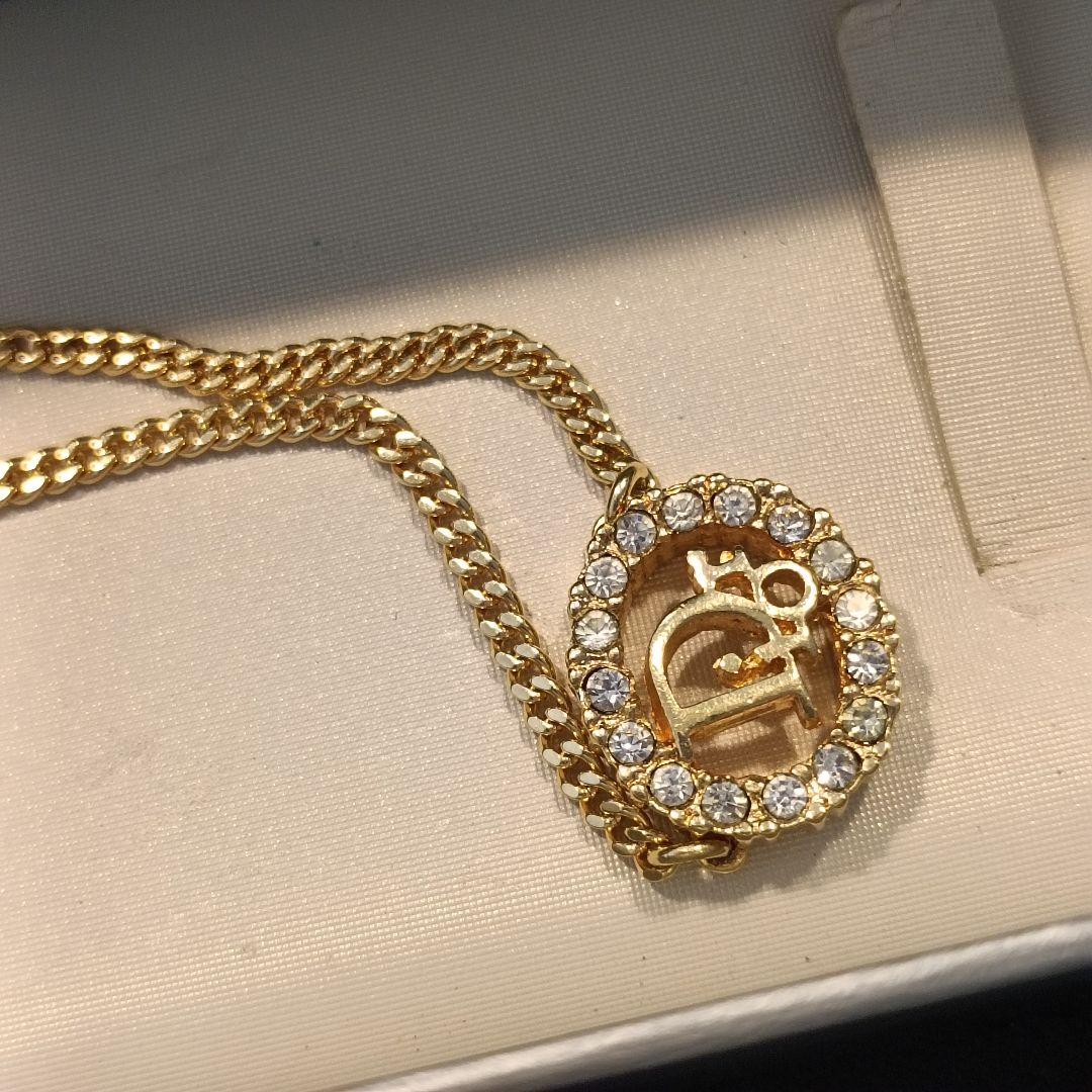 Christian Dior ロゴ ネックレス ゴールド 付属品付き