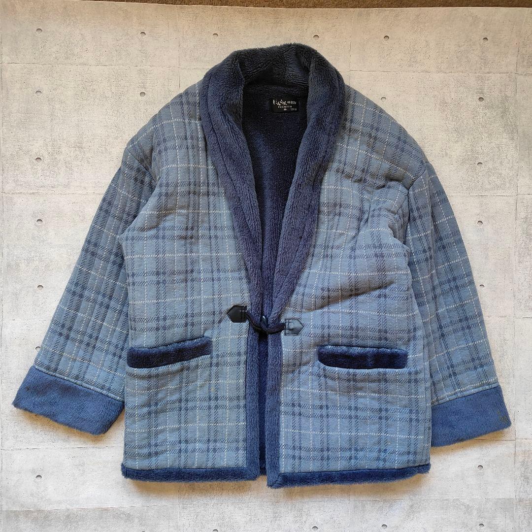 半纏 メンズM 裏地付き ブルー チェック