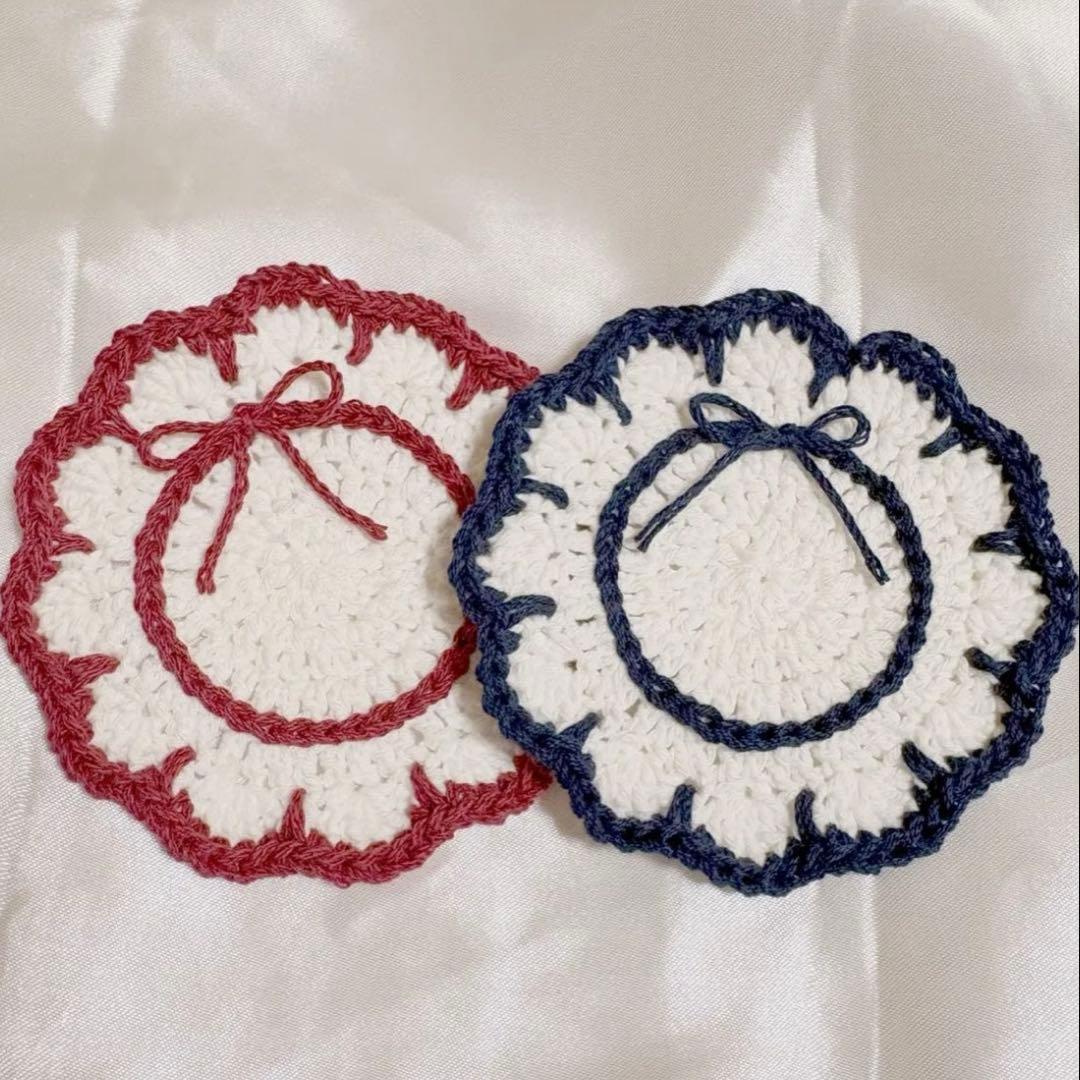 ☆ハンドメイド☆ かぎ針編み コースター 2枚セット