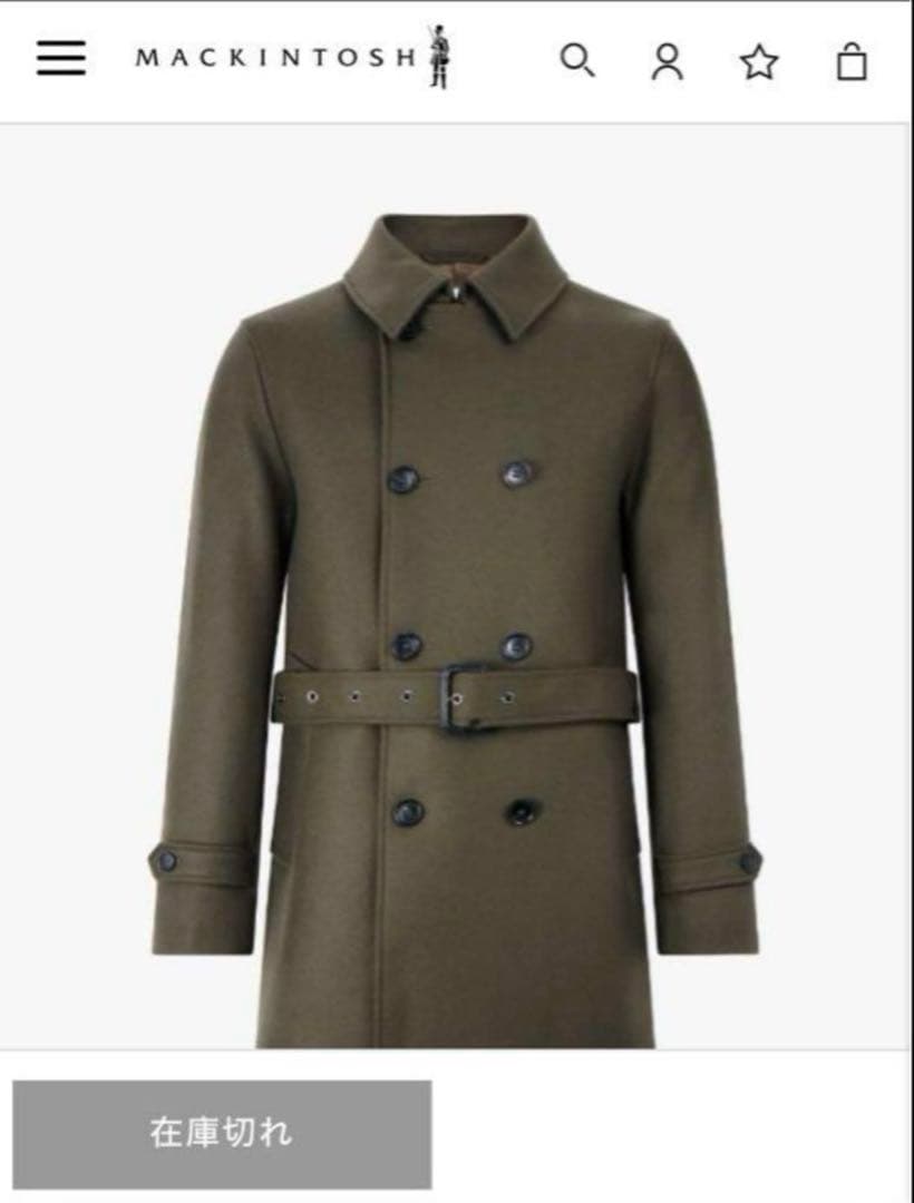 【未使用級】マッキントッシュ ウールコート カーキ 38 M〜Lサイズ