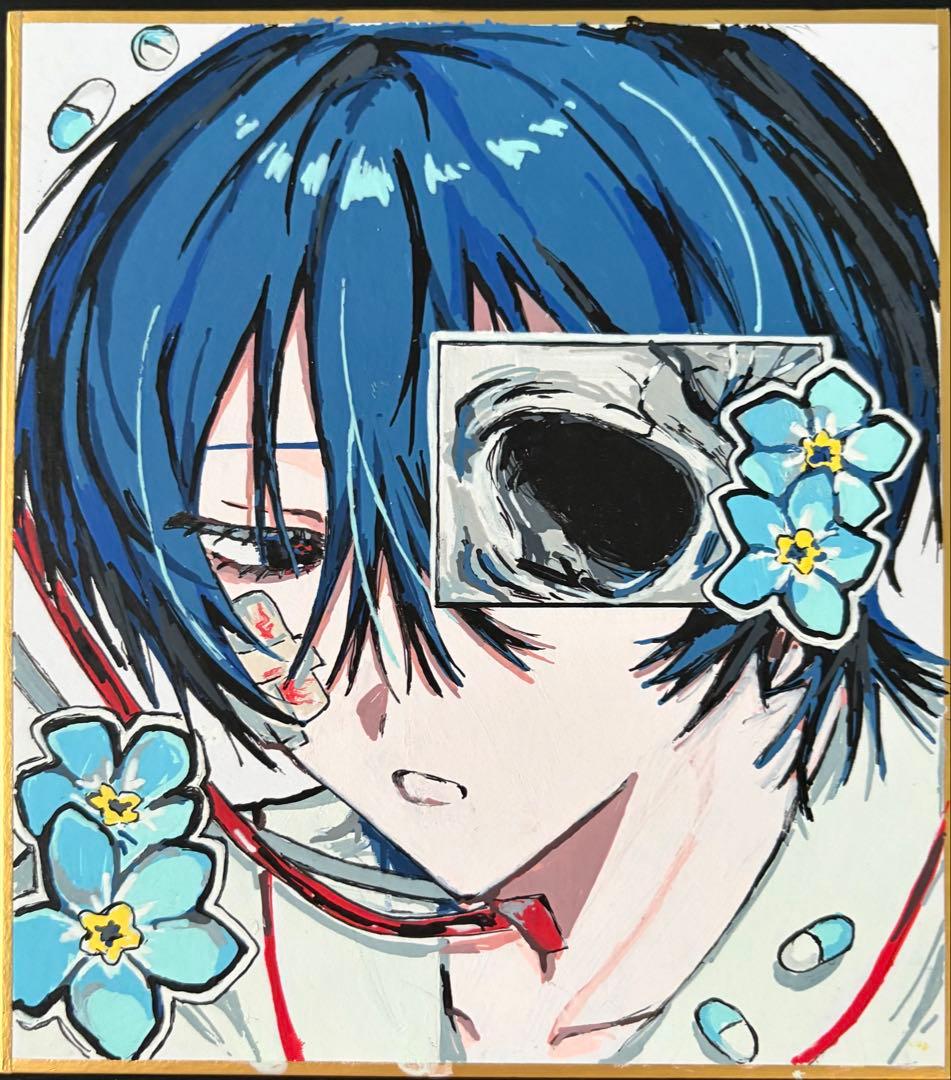 手描きイラスト ミニ色紙 オリジナル 男の子