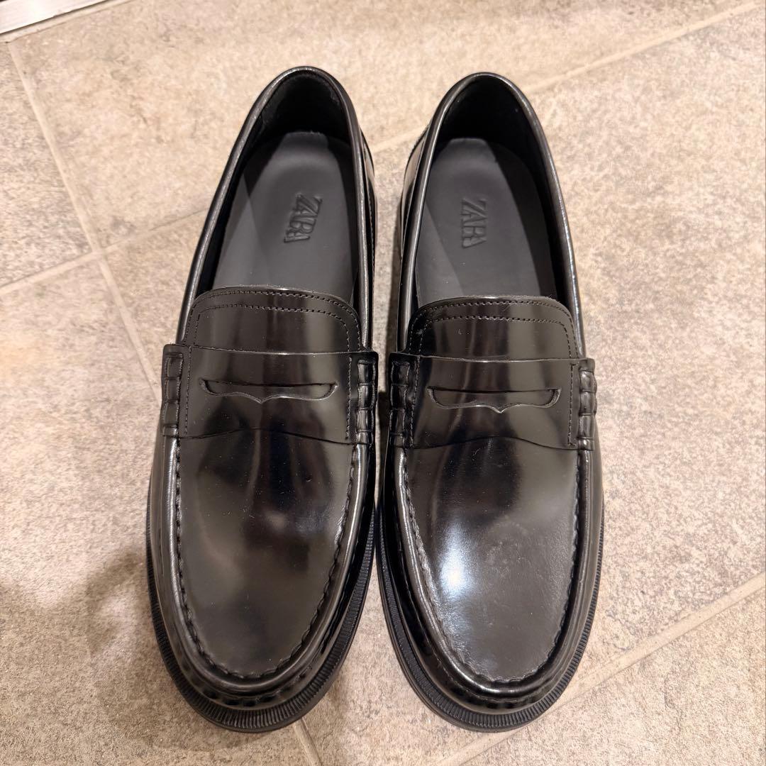 【新品・未使用】 ZARA メンズ ローファー レザーペニーローファー
